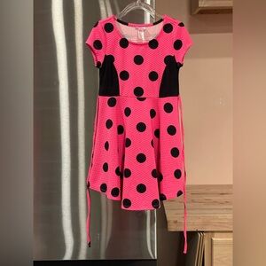 Justice Pink and Black Polkadot Dress size 5